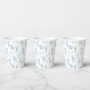 Safari Animal Dusty Blue Toile Baby Boy Dusche Pappbecher