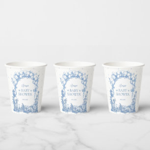 Safari Animal Dusty Blue Toile Baby Boy Dusche Pappbecher
