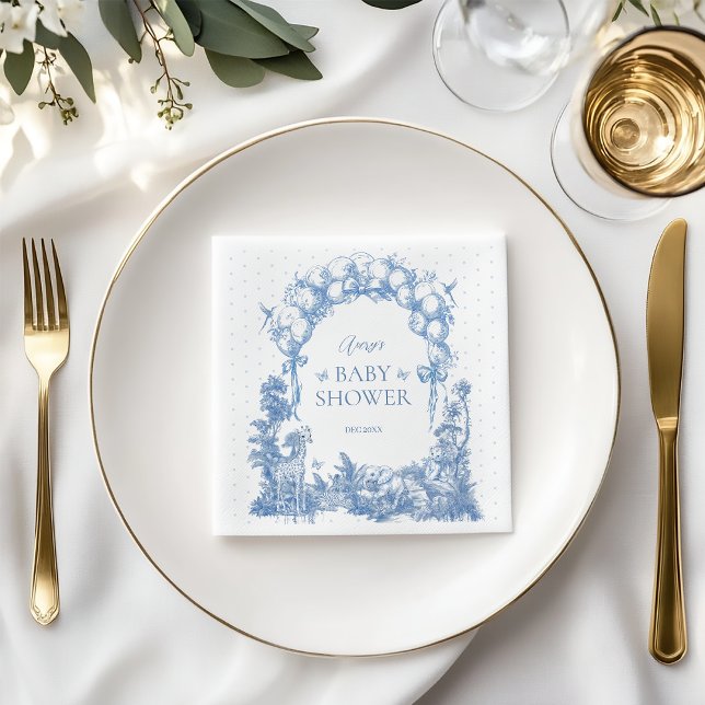 Safari Animal Dusty Blue Toile Baby Boy Dusche Serviette (Von Creator hochgeladen)