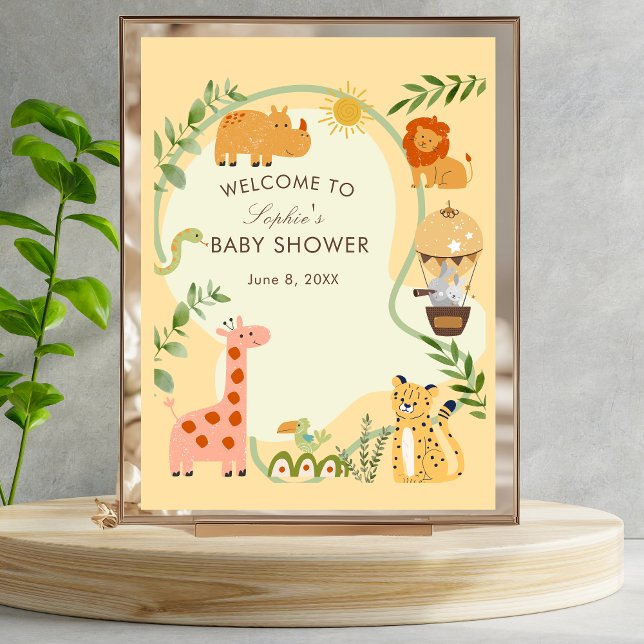 Safari Animal Friends Baby shower Affiche de bienv (Créateur téléchargé)