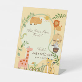 Safari Animal Friends Baby Shower Custom Sockelschild