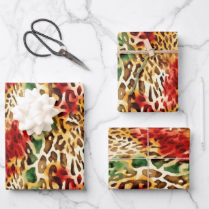 Safari Animal Fur Druckmuster farbenfroh Geschenkpapier Set