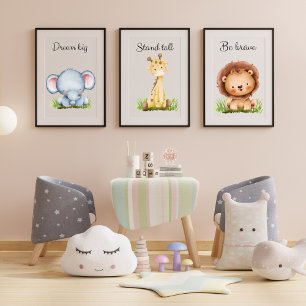 Safari Animal Gender neutrale Kinderzimmer Plakatd Bilderwand Sets