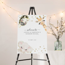 Safari Animal Gender Reveal Willkommenszeichen