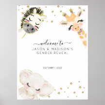 Safari Animal Gender Reveal Willkommenszeichen
