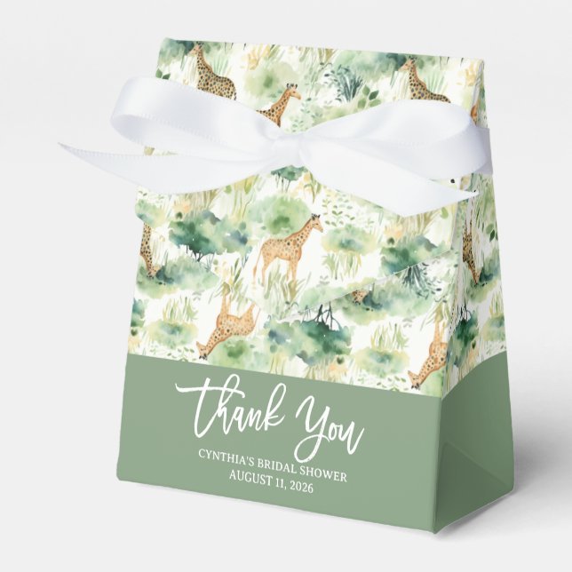Safari Animal - Giraffe Muster Sage Green Geschenkschachtel (Vorderseite)