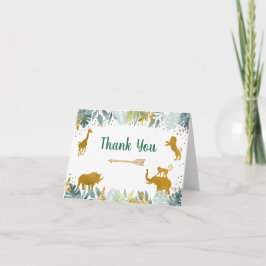 Safari Animal Green Gold Geburtstag Vielen Dank Dankeskarte