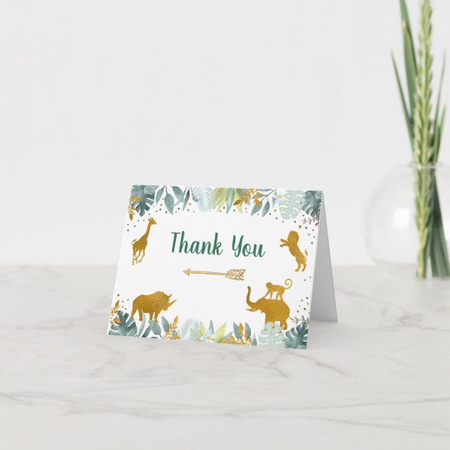 Safari Animal Green Or Anniversaire Merci (Devant)