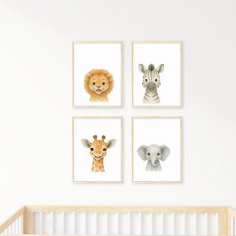 Safari Animal Kinderzimmer Wall Set Print Set