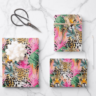 Safari Animal Leopard Colorful Africa Geschenkpapier Set