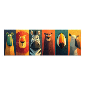 Safari Animal Lineup Color Poster