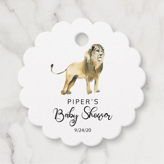 Safari Animal Lion Baby Dusche Vielen Dank Geschenkanhänger (Vorderseite)