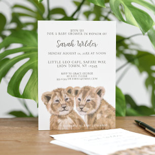 Safari Animal Lion Cubs Baby shower Invitation