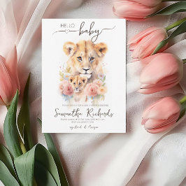 Safari Animal Lion Floral Mama Babydusche Einladung