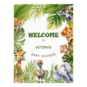 Safari Animal Niedlich Baby Dusche Begrüßungszeich Fotodruck