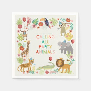 Safari Animal Party Napkin, Modern Safari Jungle Serviette