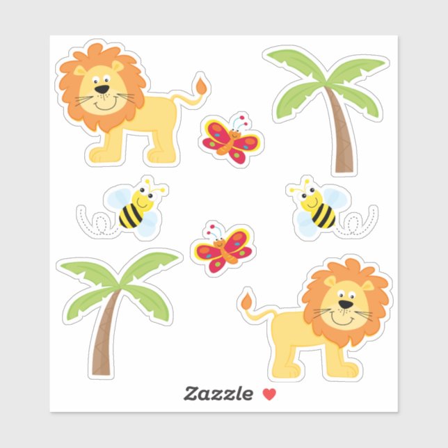 Safari Animal Theme Aufkleber (Blatt)