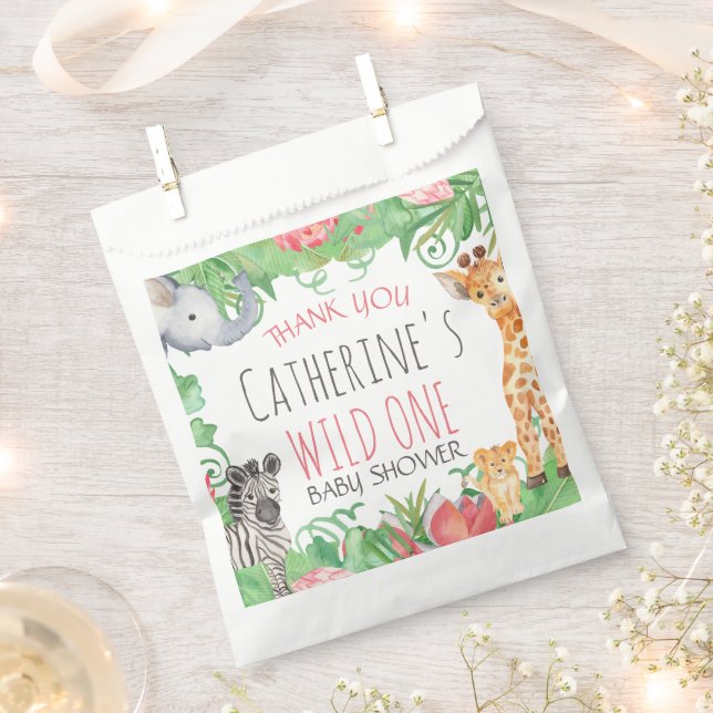 Safari Animal Topical Floral Baby Dusche Vielen Da Geschenktütchen (Ausgeschnitten)