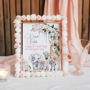 Safari Animal Tropical Blume Baby Dusche Winzer Poster