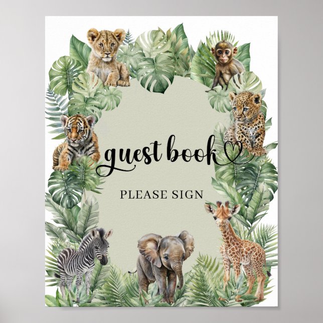 Safari animal Tropical green Gästebuch (Vorne)