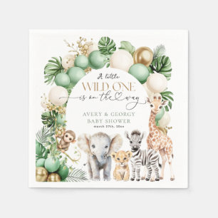 Safari Animal Tropical Green Wild One Baby Dusche Serviette