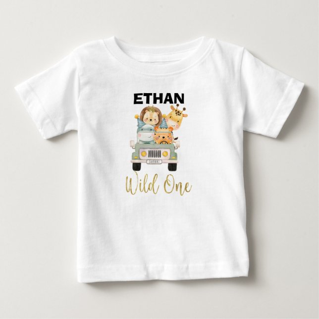 Safari Animal Wild Ein Geburtstag Shirt (Vorderseite)