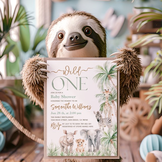 Safari Animal Wild One Baby Boy Dusche Einladung (Von Creator hochgeladen)
