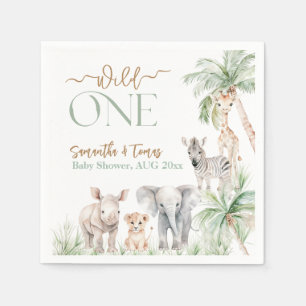 Safari Animal Wild One Baby Boy Dusche Serviette