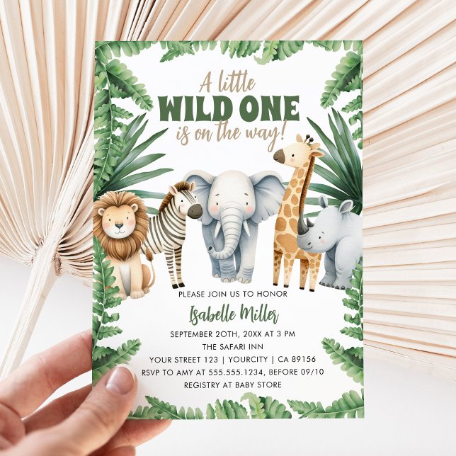 Safari Animal Wild One Gender Neutral Baby Shower Einladung (Von Creator hochgeladen)