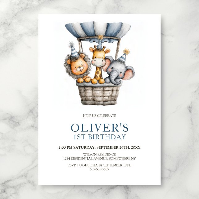 Safari Animals 1st Birthday Party Invitation Einladung (Von Creator hochgeladen)