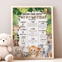 Safari Animals Baby Boy 1. Meilenstein