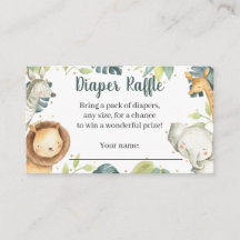 Safari Animals Baby Duschdusche Windelkarte