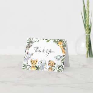 Safari Animals Baby Dusche Danke Karte