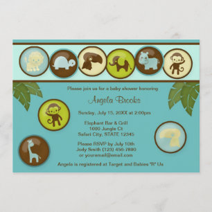 Safari Animals Baby Dusche Einladung DDS