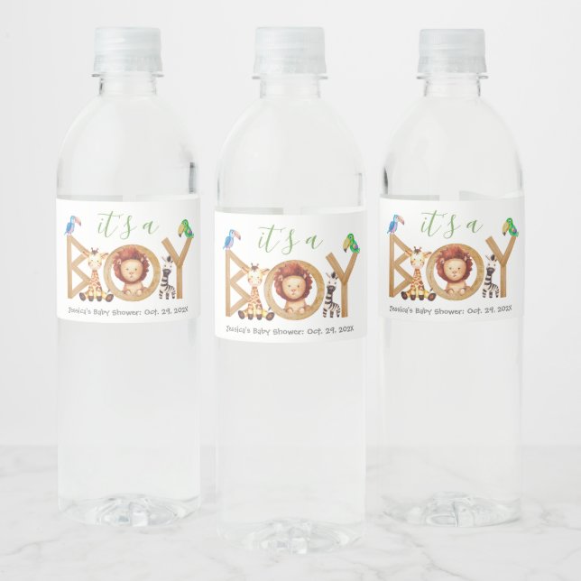 Safari Animals Baby Dusche Es ist ein Junge Dschun (Flaschen)