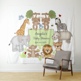 Safari Animals Baby Dusche Party Hintergrundzeiche Wandteppich