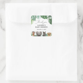 Safari Animals Baby Dusche Quadratischer Aufkleber
