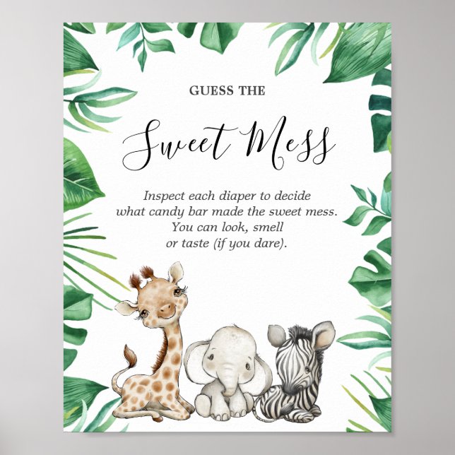 Safari Animals Baby-Dusche schätzen das süße Chaos Poster (Vorne)