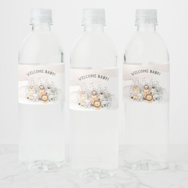 Safari Animals Baby Dusche Wasser Flasche Etikett (Flaschen)