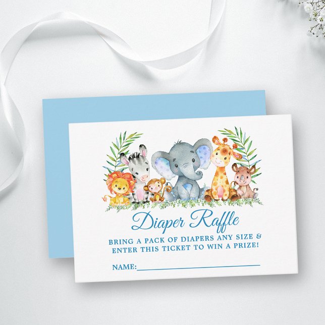 Safari Animals Baby Showdiaper Raffle Ticket Begleitkarte (Customize to change text color, style, text size or color of back of card.)