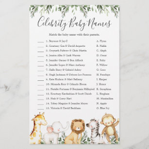 Safari Animals Baby Shower Celebrity Baby Names