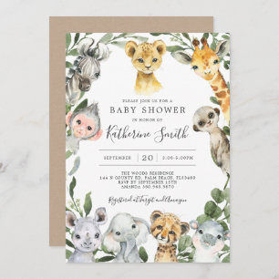 Safari Animals Baby Shower Einladung