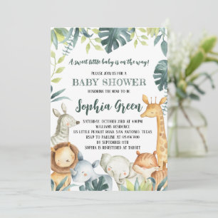 Safari Animals Baby Shower Einladung