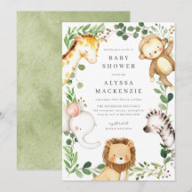 Safari Animals Baby Shower Invitation