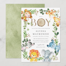 Safari Animals Baby Shower Invitation