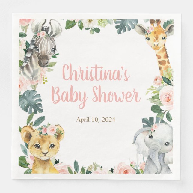 Safari Animals Baby Shower Napkins Serviette (Vorderseite)