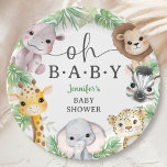 Safari Animals Baby Shower Oh Baby Cute Jungle Pappteller<br><div class="desc">Add a touch of elegance to your Baby Shower with our Safari Animals Baby Shower Paper Plates! Don't settle for the ordinary. Elevate your celebration,  order your today,  and make your event extraordinary!</div>