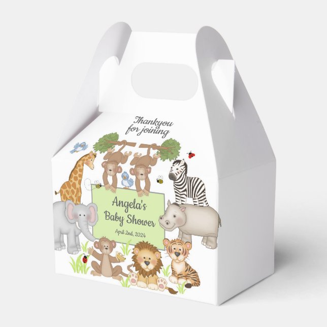Safari Animals Baby Shower Party Geschenkschachtel (Vorderseite)