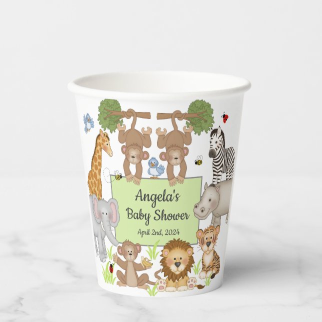 Safari Animals Baby Shower Party Pappbecher (Vorderseite)