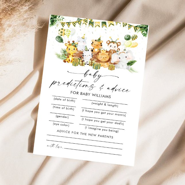 Safari Animals Baby Shower Predictions Card (Von Creator hochgeladen)